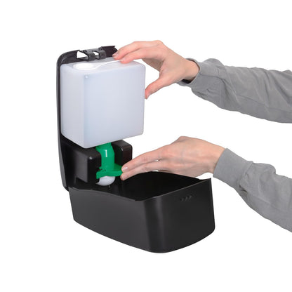 San Jamar Timeless Dispensador de jabón de Espuma Manual, Negro, Compatible con jabón Universal a Granel, Montaje en Pared, con Ventana de visualización