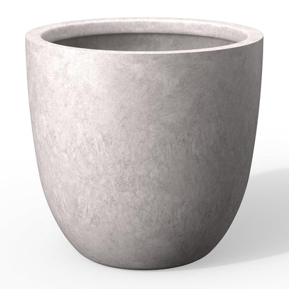 Kante - Maceta Redonda de hormigón de 18 Pulgadas de diámetro, Maceta Grande para Interiores y Exteriores, con Orificio de Drenaje y tapón de Goma para el hogar, Patio, jardín, Gris Claro