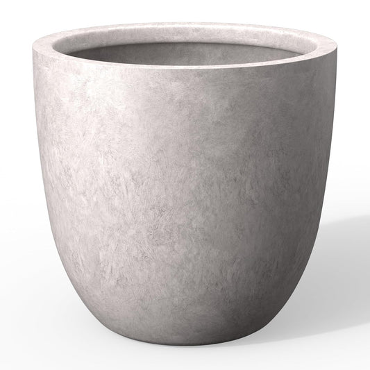 Kante - Maceta Redonda de hormigón de 18 Pulgadas de diámetro, Maceta Grande para Interiores y Exteriores, con Orificio de Drenaje y tapón de Goma para el hogar, Patio, jardín, Gris Claro