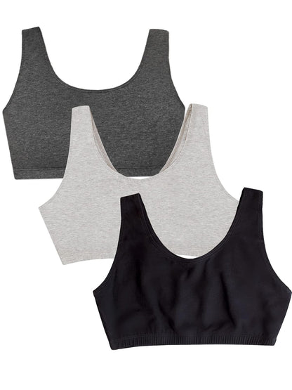 Fruit of the Loom Brasier Deportivo de Algodón para Mujer - Negro - Gris jaspeado - Carbón - 42