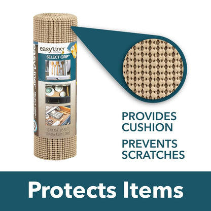 EasyLiner Select Grip - Forro de estante antideslizante para cajones y gabinetes, fácil de instalar y cortar para ajustar, para cocina, baño, despensa