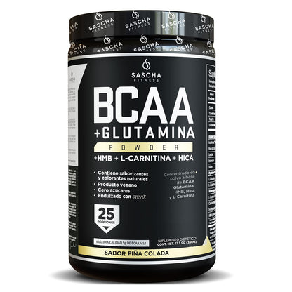Sascha Fitness BCAA en Polvo 4:1:1, Bote 350 g - Piña Colada