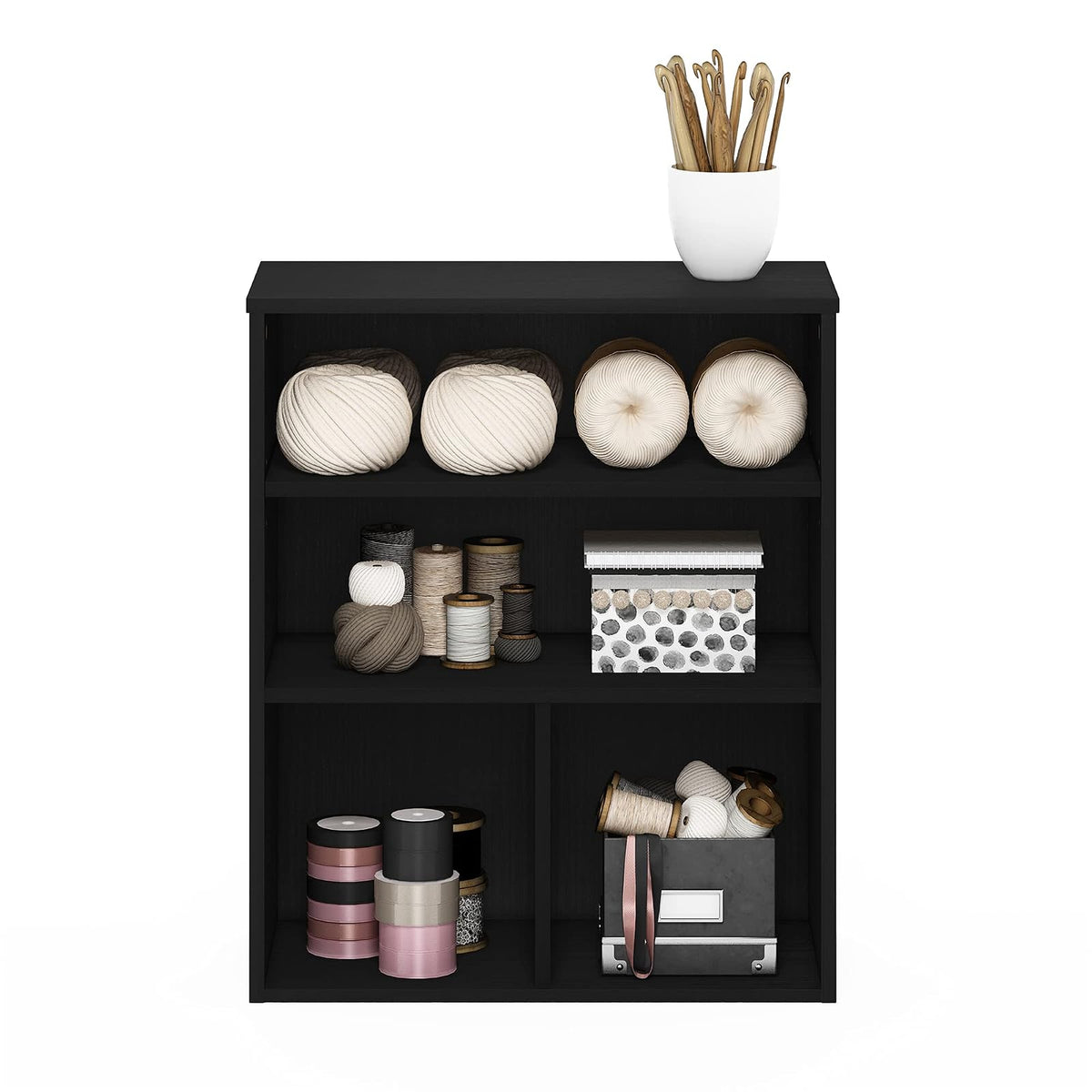 Furinno Pasir - Librería de 3 Niveles, Roble Negro