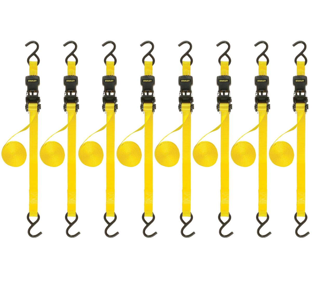 Stanley Kit de Correa de Carraca para Carga 1 Pulgada x 15 Pies - 1" x 10' (Pack of 8) - Negro - Amarillo