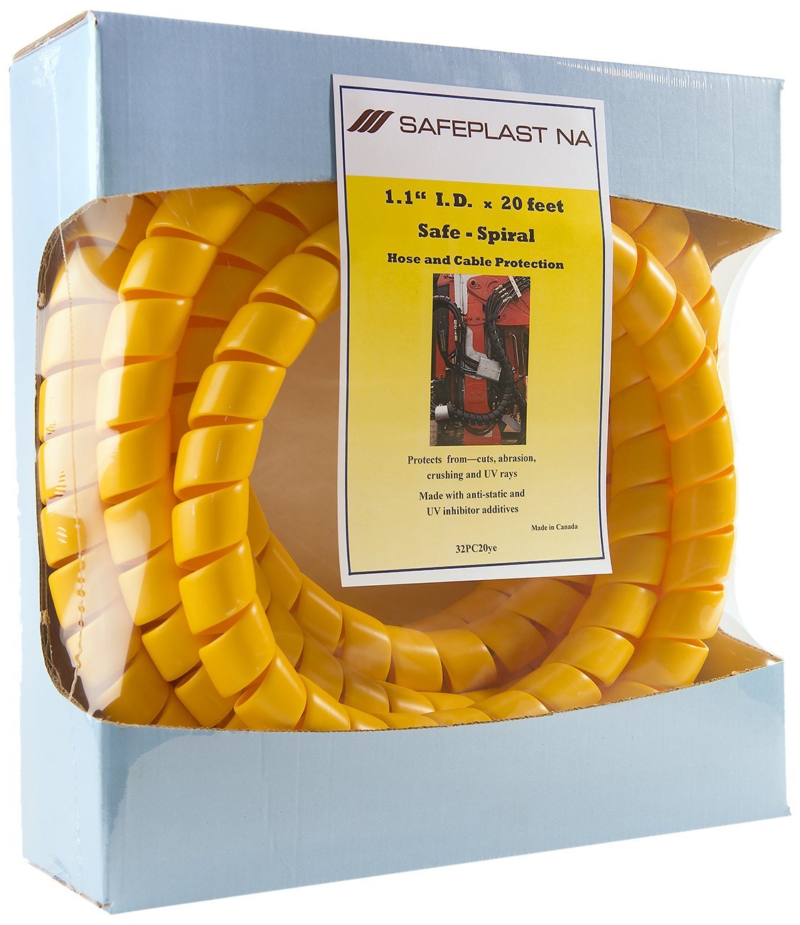 Safe-Spiral Protector de Manguera en Espiral 1,25 Pulgadas 20 Pies Amarillo