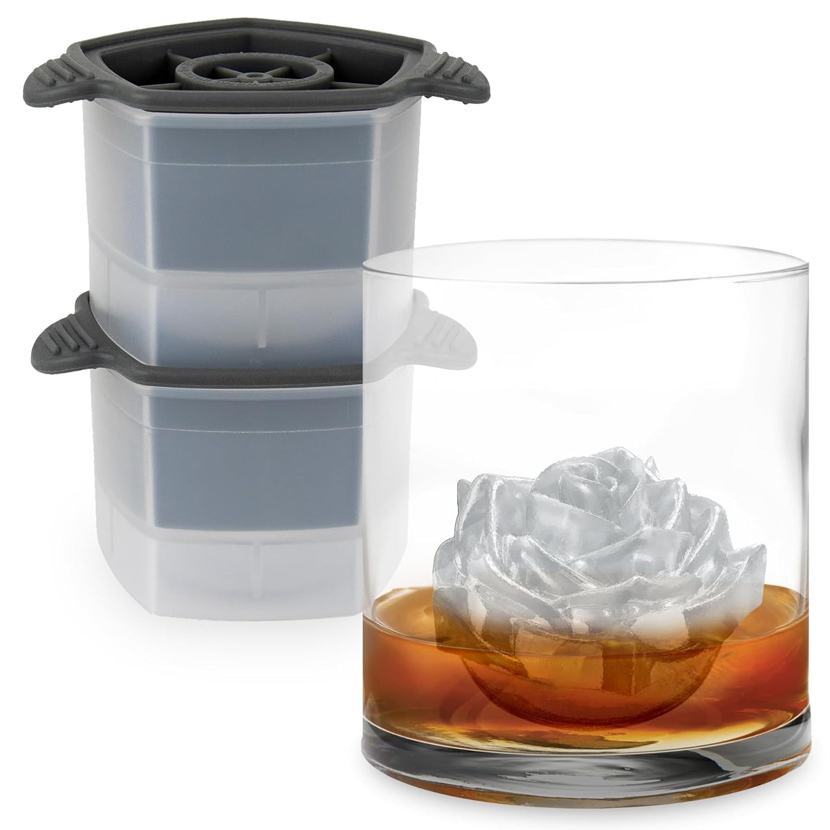 Tovolo 81-34440 - cubeta de hielo apilable con sello de silicona apretado, juego de 2, tamaño único, transparente