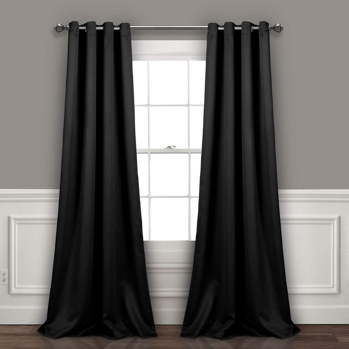 Lush Decor Cortinas Opacas con Ojales, Par - 132.1An x 241.3Al cm (2 Paneles) - Negro