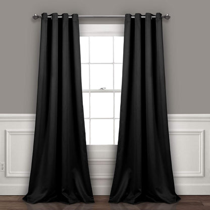 Lush Decor Cortinas Opacas con Ojales, Par - 132.1An x 241.3Al cm (2 Paneles) - Negro
