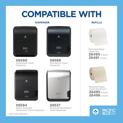 Pacific Blue Ultra™ Automated Paper Towel Dispenser by Georgia-Pacific, Black, 59590, 12.9” W x 8.7” D by 15.5” H