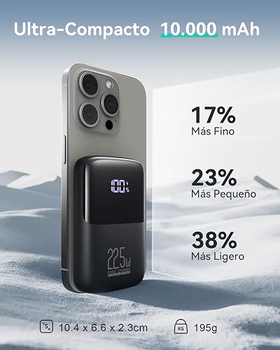 INIU Power Bank, Pequeño 10000mAh 22,5W Carga Rapida Bateria Phone Externad | Diseño mini, carga rápida de 3 salidas, apto para viajes aéreos,batería portátil para iPhone 17, Samsung S26 etc.
