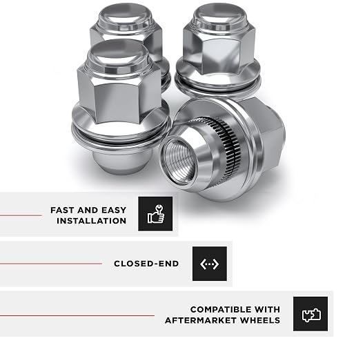 White Knight 5307-4 Chrome Medium Mag Lug Nut with Washer - 4 Piece