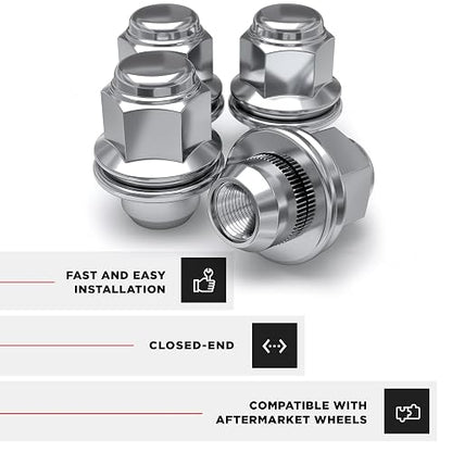 White Knight 5307-4 Chrome Medium Mag Lug Nut with Washer - 4 Piece