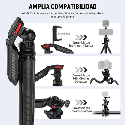 NEEWER - Mini trípode Flexible para iPhone y cámara con Mando a Distancia/asa/Soporte para teléfono/Adaptador de cámara de acción, trípode portátil de computadora de Bolsillo para Viajes y vlogging