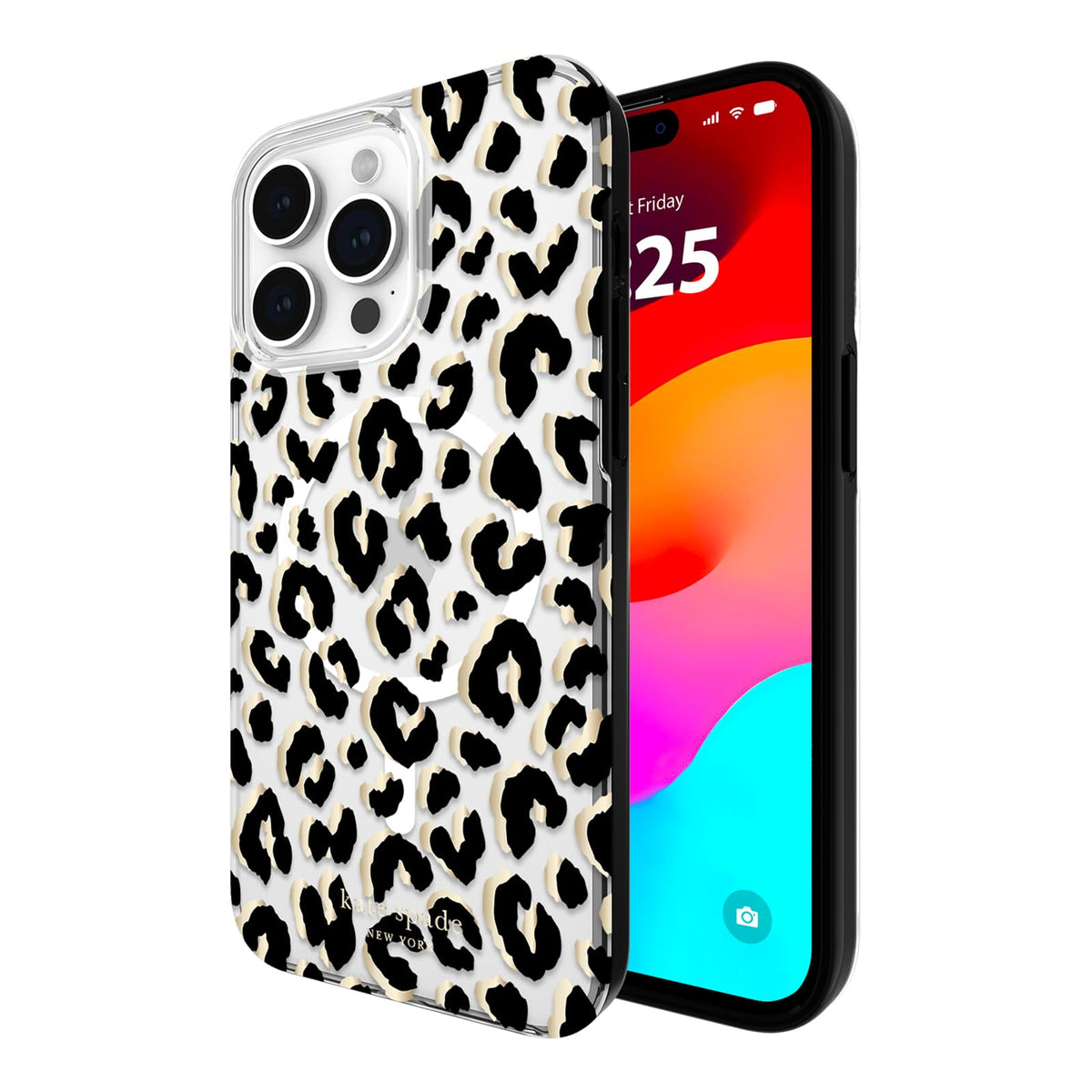 Kate Spade New York Funda para iPhone 15 Pro Max Compatible con MagSafe - City Leopard Black
