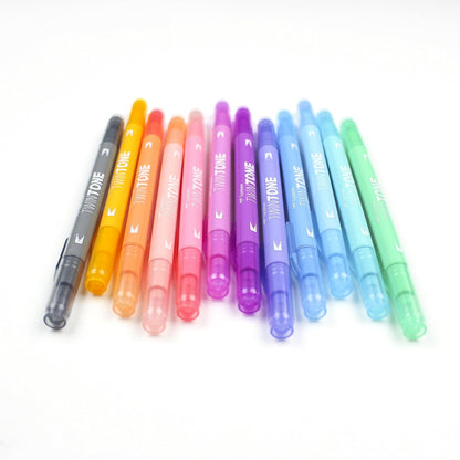 Tombow 61501 - Juego de marcadores TwinTone color pastel, paquete de 12 Marcadores de doble cara perfectos para planificadores, diarios, garabatos y mucho más