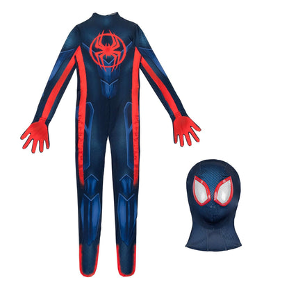Marvel Miles Morales: Disfraz oficial de Zentai de Spider-Man para jóvenes, elastano elástico con cremalleras ocultas y aberturas para la muñeca