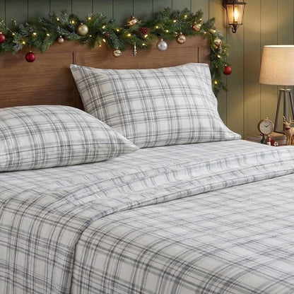 Eddie Bauer Beacon Hill Flannel Sheet Set Twin Gray