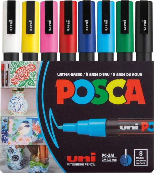 Posca - PC3M8C - Paquete de 8 rotuladores de colores