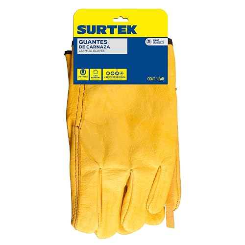 Surtek 137412 Guantes tipo argonero de piel de vacuno con cintillo unitalla