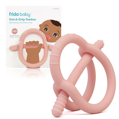 Frida Baby Get-A-Grip - Mordedor de silicona 100% de grado alimenticio para bebés de 0 a 6, 12 y 18 meses