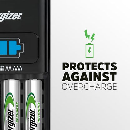 Energizer Recharge Universal Charger charges 8 AA/AAA, 4 C/D or 1 9V NiMH Batteries