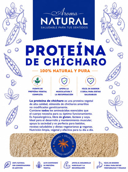 Aroma Natural | Proteína de Chícharo 1 kg – Bolsa Resellable | Vegana · Sin Gluten · Sin Lactosa | Proteína Vegetal para Smoothies, Batidos y Repostería