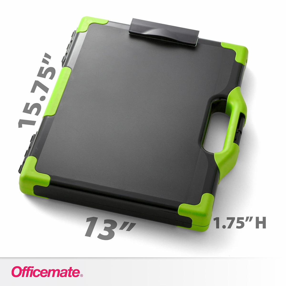 Officemate 83325 - Caja de almacenamiento para portapapeles, tamaño letra/legal, negro y verde