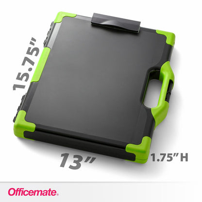 Officemate 83325 - Caja de almacenamiento para portapapeles, tamaño letra/legal, negro y verde