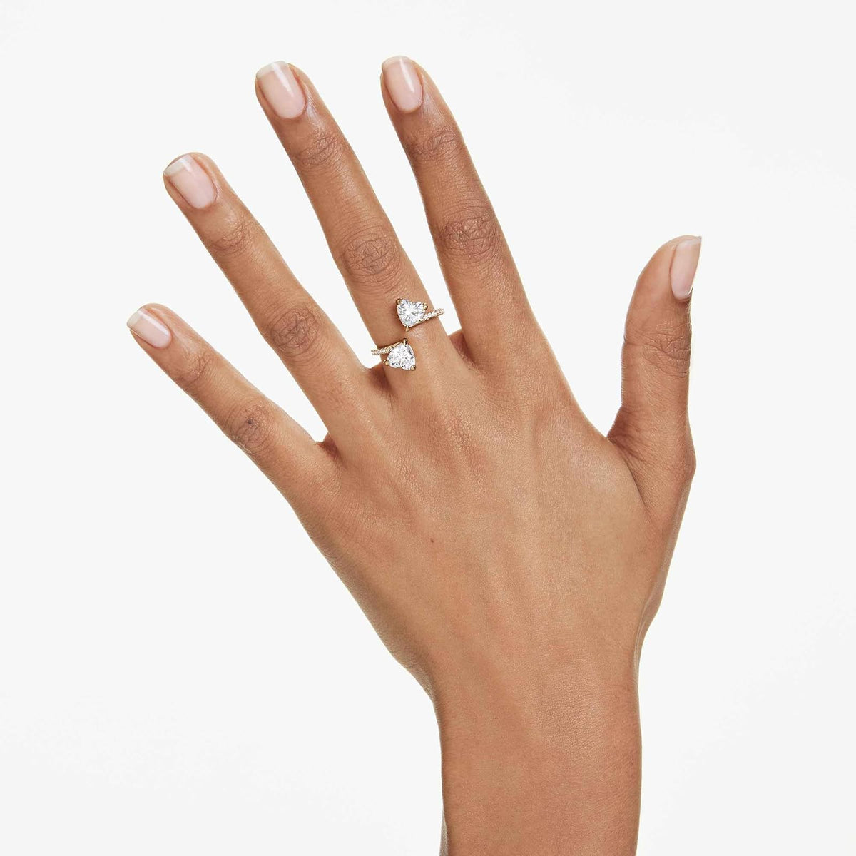 Swarovski Anillo abierto Mesmera Attract, Talla de corazón, Pavé, Corazón, Blanco, Baño tono oro