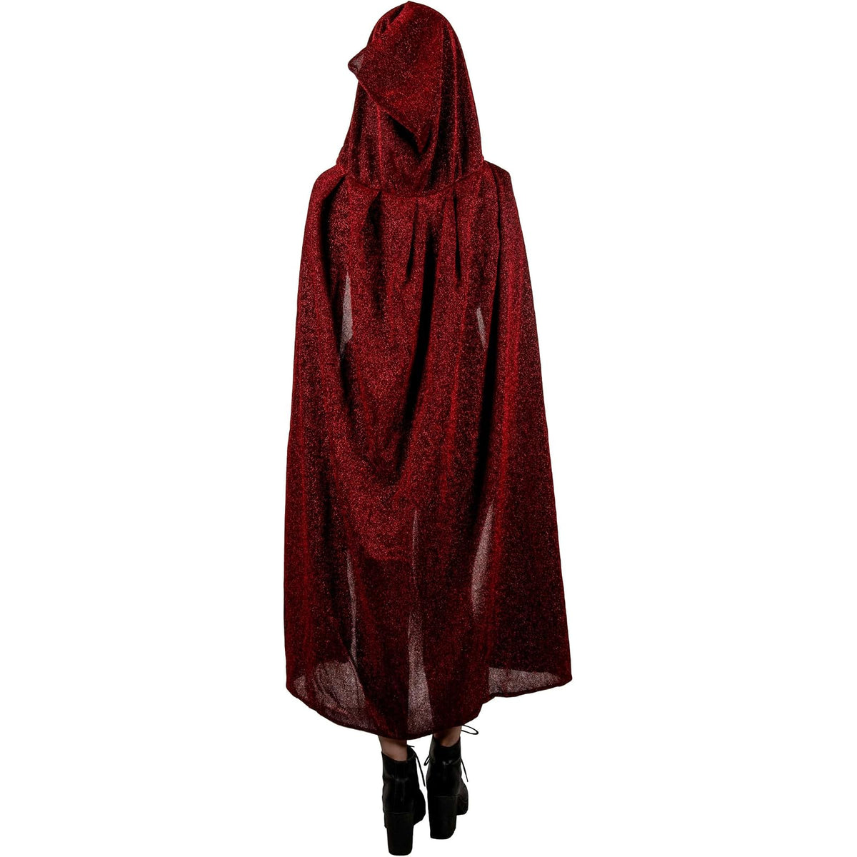 REV Capa Roja Brillosa de Poliéster – Capa con Brillo para Disfraz de Vampiresa, Caperucita o Reina Roja – Accesorio para Fiesta, Halloween, Carnaval o Cosplay