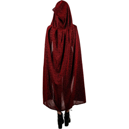 REV Capa Roja Brillosa de Poliéster – Capa con Brillo para Disfraz de Vampiresa, Caperucita o Reina Roja – Accesorio para Fiesta, Halloween, Carnaval o Cosplay