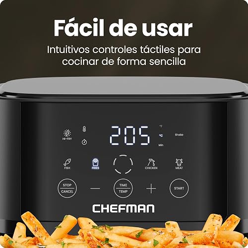 Chefman | Freidora de Aire Digital de 3.7 Litros de capacidad | TurboFry | Control Digital de un solo Toque.