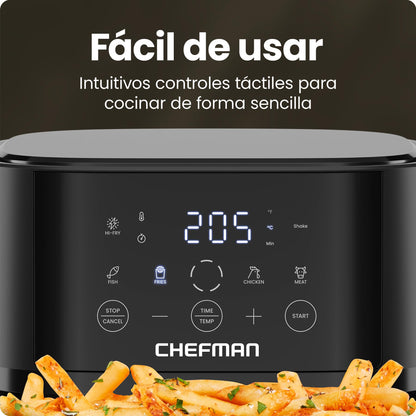 Chefman | Freidora de Aire Digital de 5.7 Litros de capacidad | TurboFry | Control Digital de un solo Toque