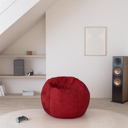 CordaRoy's Bean Bag Chair, Corduroy Convertible Chair Folds from Bean Bag to Bed, As Seen on Shark Tank - Red, Full Size
