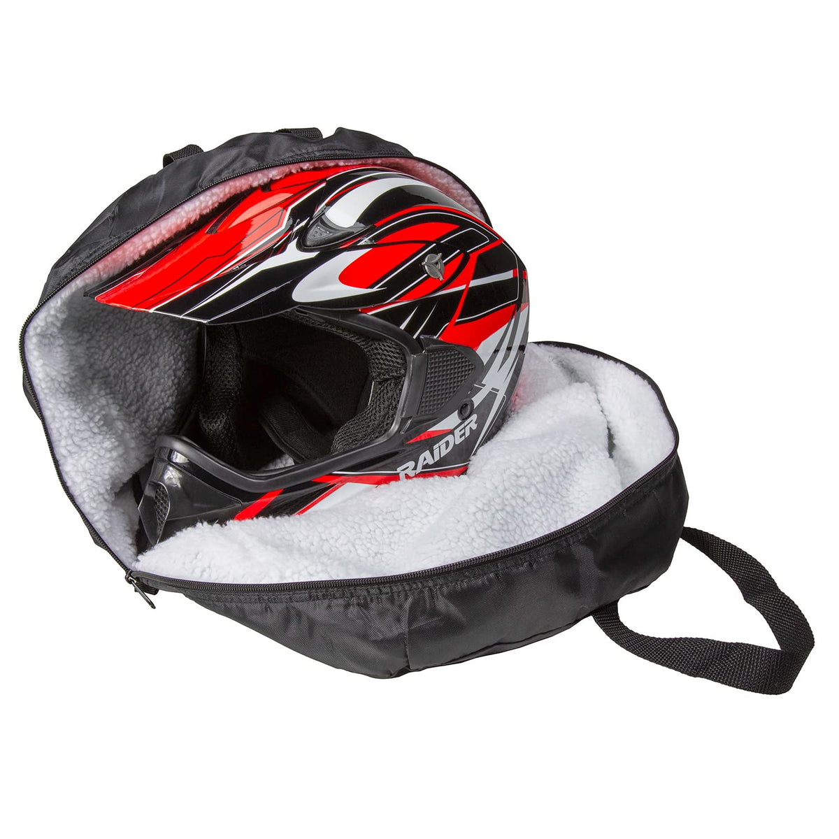 Raider BCS-8B Deluxe - Bolsa para Casco MX de Nailon Negro Duradero, tamaño Mediano