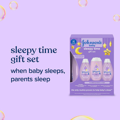 Johnson's Sleepy Time Baby Gift Set with Relaxing NaturalCalm Aromas, Bedtime Essentials, 4 items