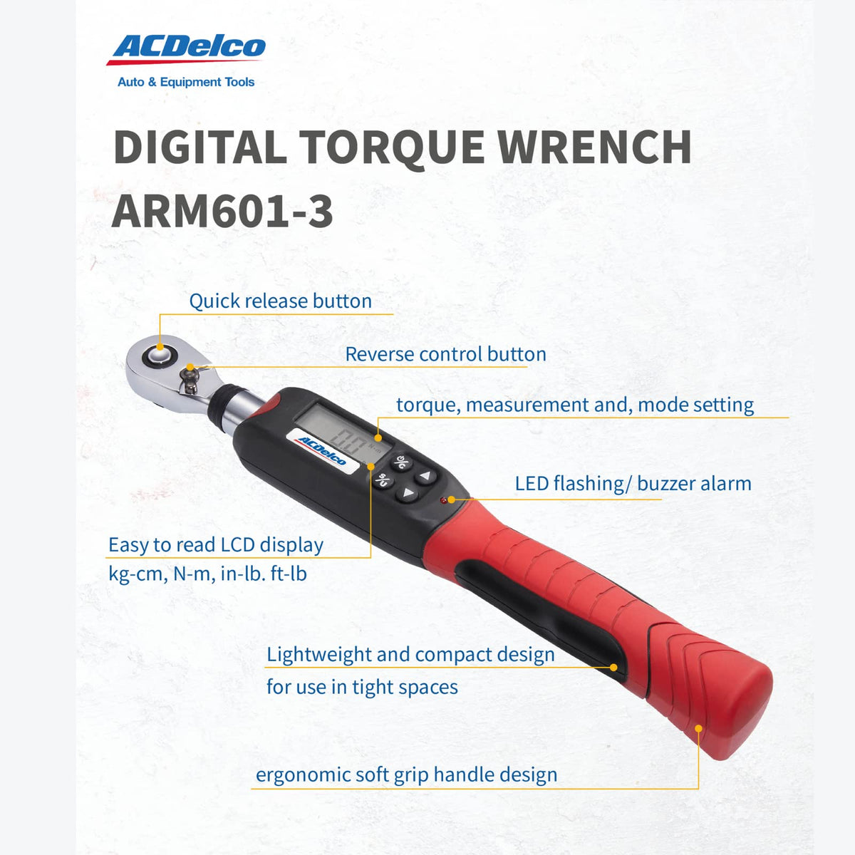 ACDelco ARM601-3 Llave de torsión Digital de 0.95 cm (3/8 in)
