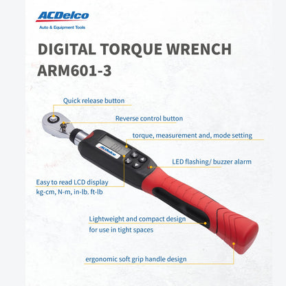 ACDelco ARM601-3 Llave de torsión Digital de 0.95 cm (3/8 in)
