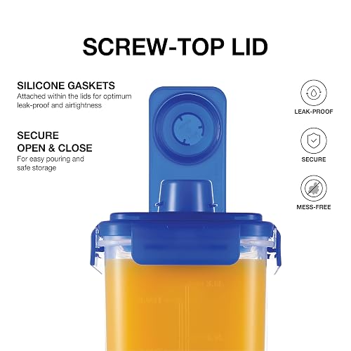 LocknLock - Jarra de agua para puerta de refrigerador, con asa, sin BPA, con tapa de rosca, perfecta para hacer tés y jugos, 3,78 litros, azul