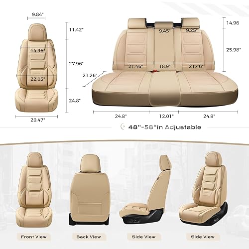 Coverado Fundas de Asiento de Automóvil Delantero Piel Napa Impermeable Universal