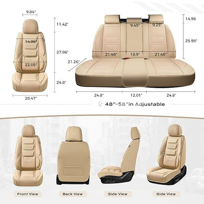 Coverado Fundas de Asiento de Automóvil Delantero Piel Napa Impermeable Universal