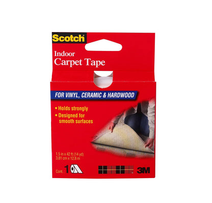 Scotch CT2010 - Cinta para alfombra de interior para vinilo, cerámica y madera dura, 1.5 x 14 yardas, 1 rollo
