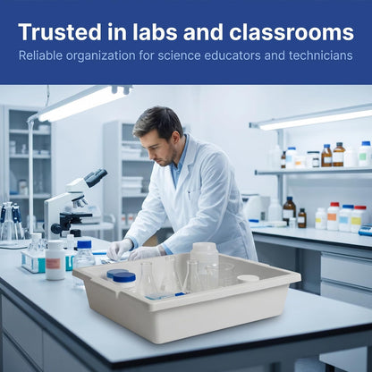 United Scientific™ Bandeja de Contención Multiusos de Polipropileno, Bandeja de Laboratorio para Esterilización y Secado de Suministros de Laboratorio, Rectangular Blanca Clásica