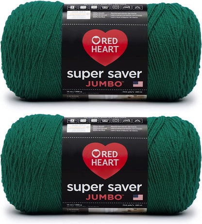 Red Heart Super Saver Estambre Acrílico Jumbo, Paquete de 2, 396 g - Paquete de 2 - Verde arrozal