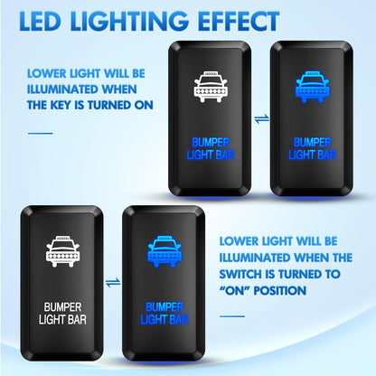 Nilight - Interruptor de botón de barra de luz para parachoques, interruptor de encendido y apagado de 12 V con kit de cable conector, 1.5 x 0.8 pulgadas, repuesto para Toyota Tacoma Tundra 4Runner FJ
