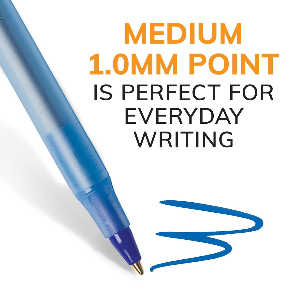 BIC Stic Xtra Life - Bolígrafo redondo (punta mediana), Azul, 144 unidades | Punta media (1,0 mm) para una escritura suave, barril redondo flexible para mayor comodidad, No. 1 bolígrafo de venta