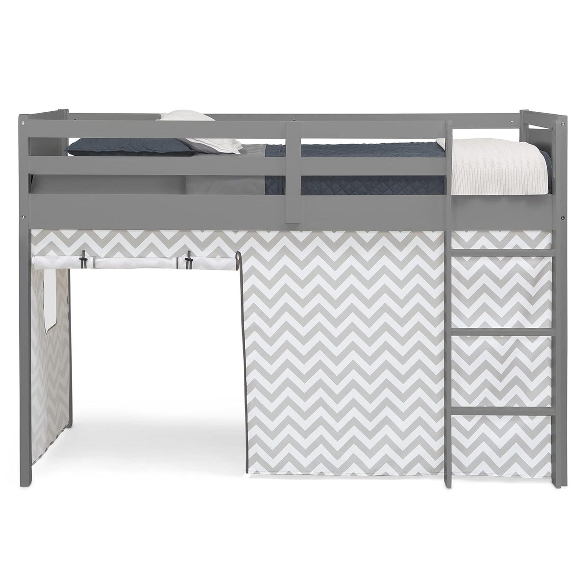 Delta Children Carpa Tipo Cortina para Cama Alta Twin (la Cama se Vende por Separado) - Estilo: Gris Chevron