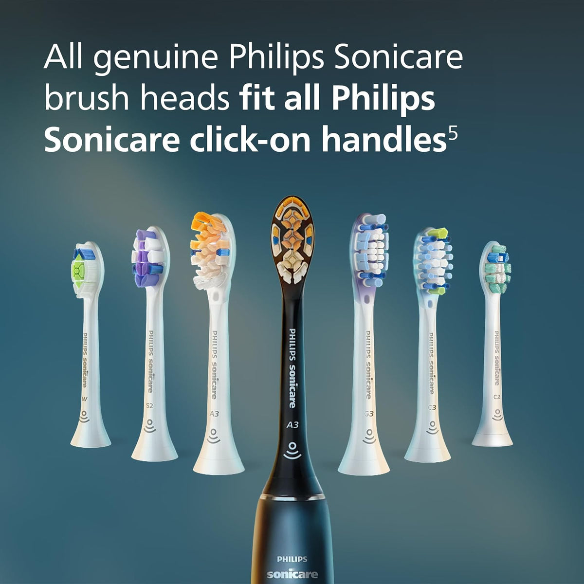 Philips Sonicare - Cabezal de cepillo de dientes todo-en-uno A3, HX9092/95, 2 unidades, color negro