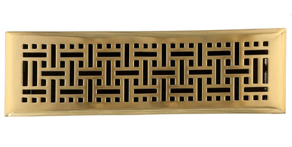 Accord AMFRPBB414 Floor Register with Wicker Design, 4-Inch x 14-Inch(Duct Opening Measurements), Polished Brass