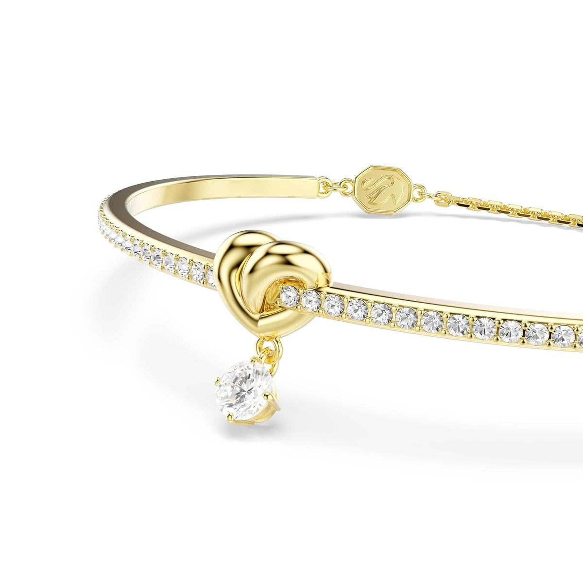 pulsera Swarovski Lifelong, corte redondo, corazón, blanco, oro tSwarovski chapado en uno